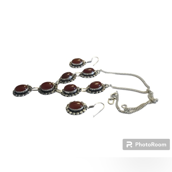 Carnelian Gemstone Necklace & Earrings Set - Picture 2 of 4